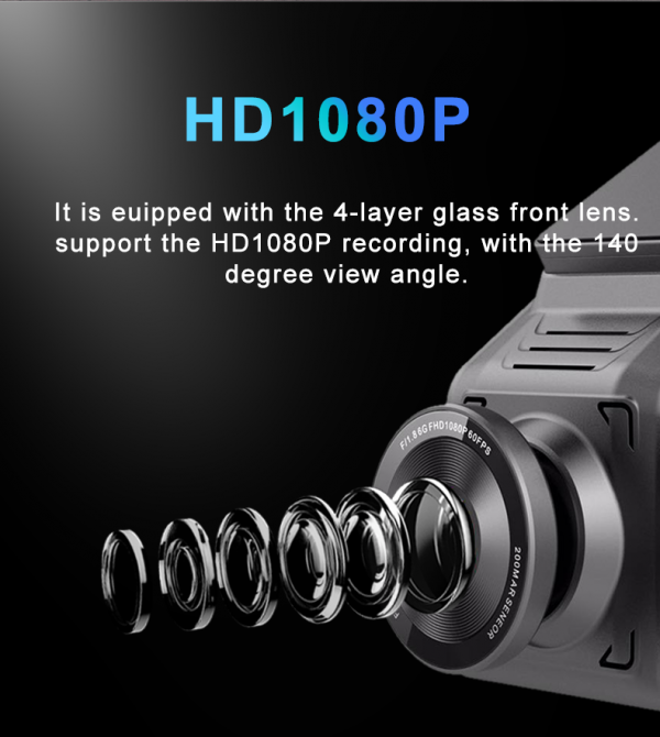 HD 1080P 4G dual lens dashcam