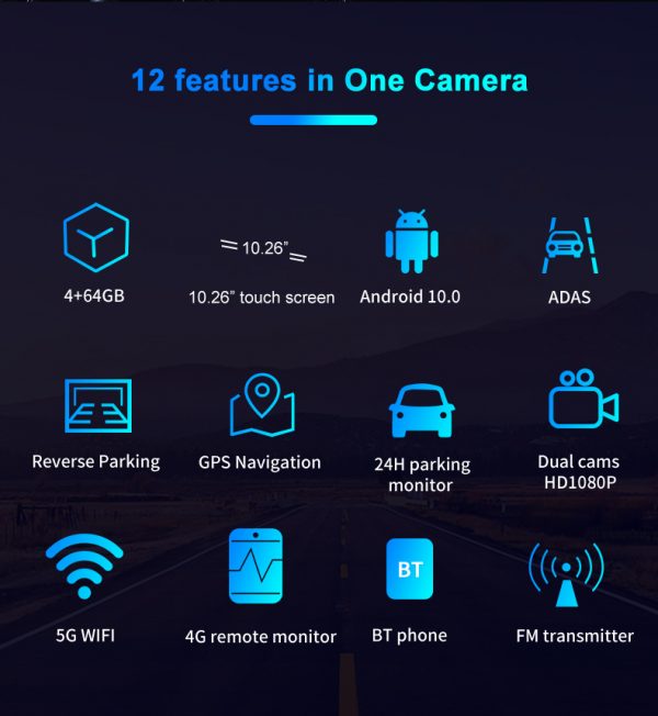 features of touch screen car dash camera