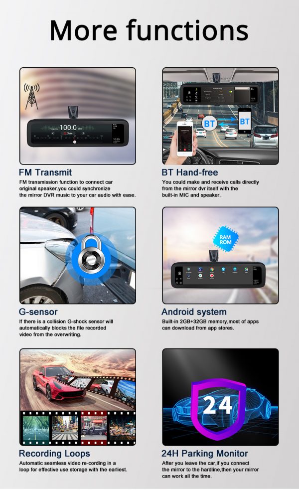 functions of mirror car dashcam