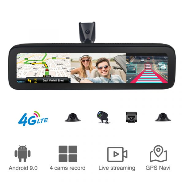 12" panoramic 4CHs WIFI Android car recorder